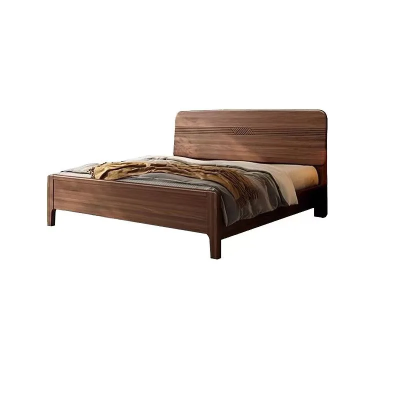 

Nordic, black walnut, solid wood bed, double, master bedroom, simple, modern
