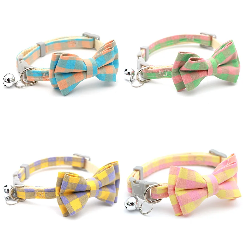 1PC Cute Cat Collar Small Puppy Cat Dog Collars Bow Kitten Collar Bowknot Necklace with Bell for Dog Cat Chihuahua Pet Supplies