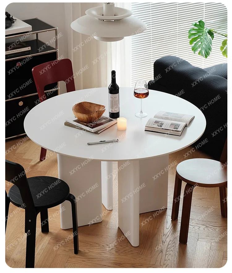 

LJY- white round table small apartment restaurant table medieval household