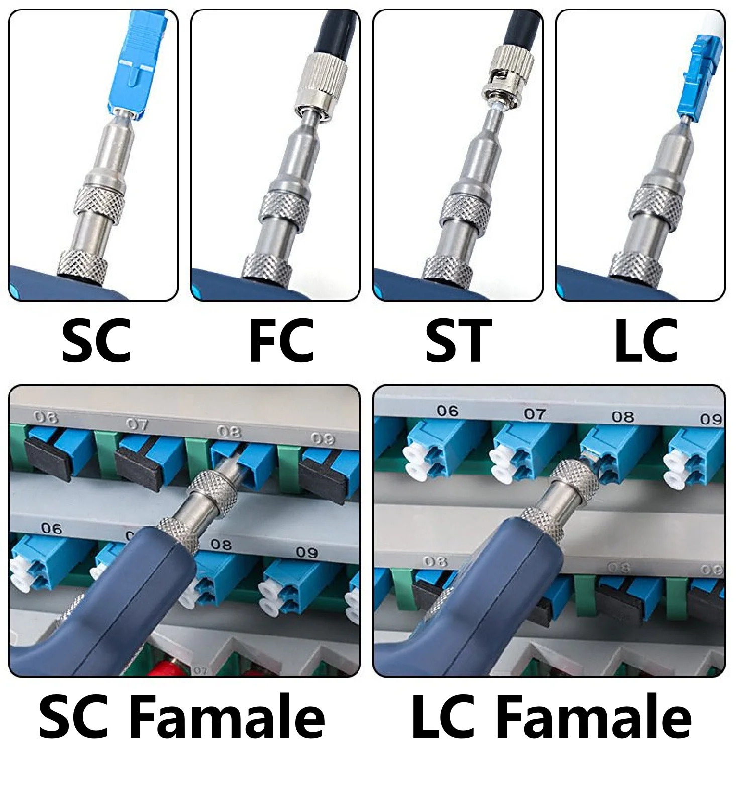 FTTH 400x Optical Fiber Microscope Handheld Fiber Endface Detector Exfo End Face Inspection Probe SC/FC/ST/LC Female Fibre-scope