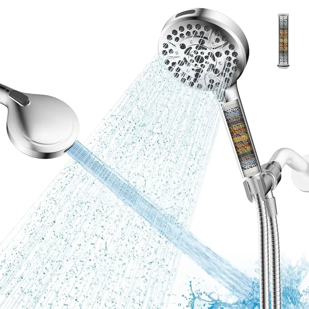 

Высоконапорная душевая лейка с 10 режимами, сертифицированная cUPC, ручная лейка для душа с регулируемым латунным соединительным держателем, металлический шланг 71 дюйм, An