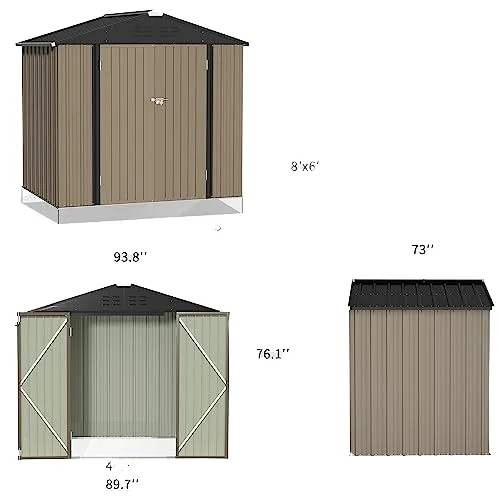 Outdoor garden Storage building Easy to assemble wood metal shed Strong galvanized steel apex roof