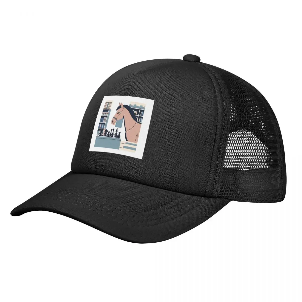 Chess & Horse Mesh Baseball Caps Snapback Fashion Baseball Hats Breathable Casual Casquette Outdoor Unisex