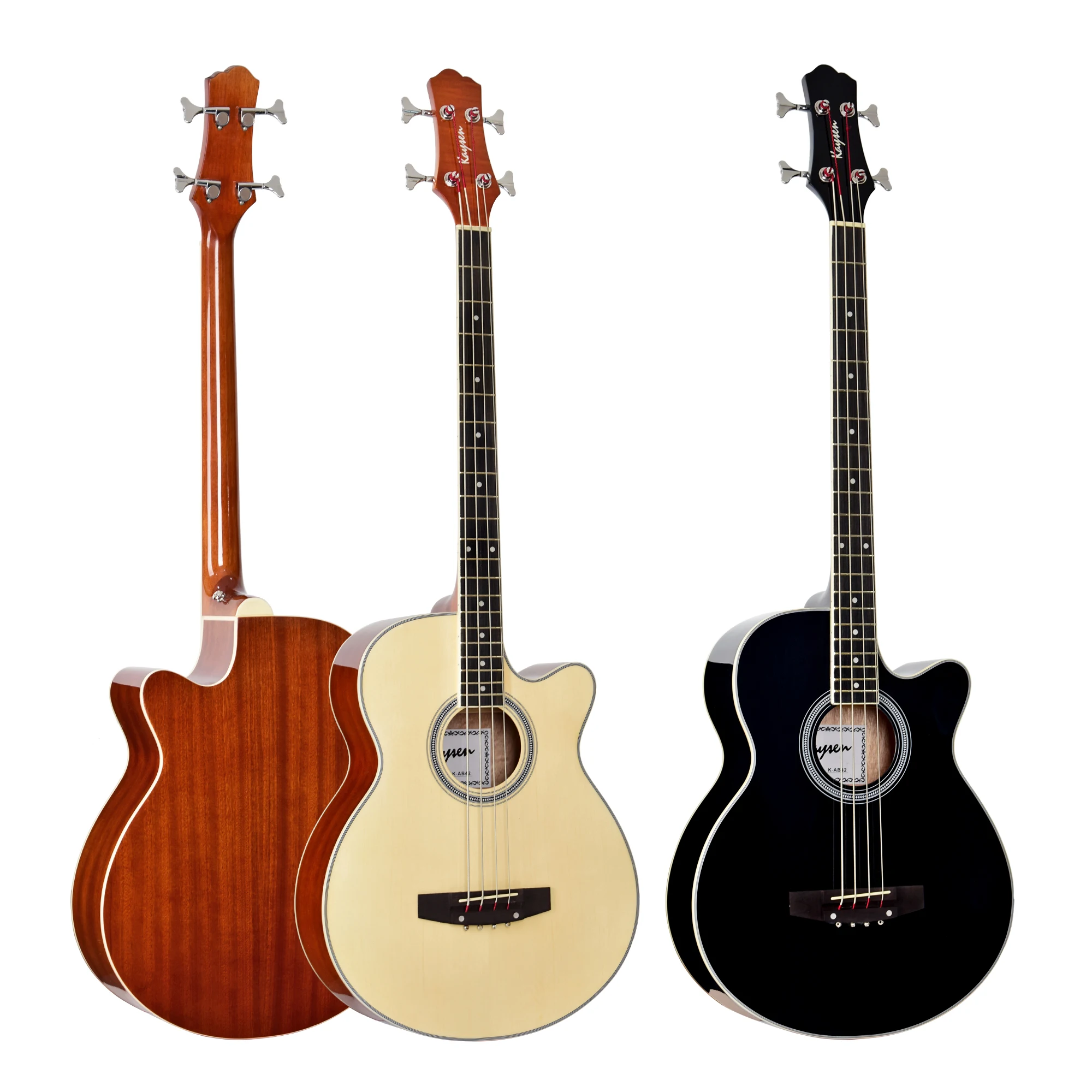 4pcs Musical Instruments Wooden Bass 4 String Semi Acoustic Electric Bass Guitar