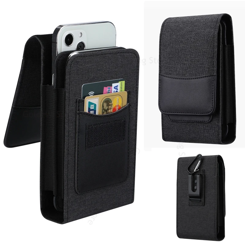 

Universal Nylon Cloth Leather Phone Pouch For vivo V60 V50 Lite V40 Pro V30SE V29e V27 V25E V23 Pro 5G Waist Bag Belt Flip Case