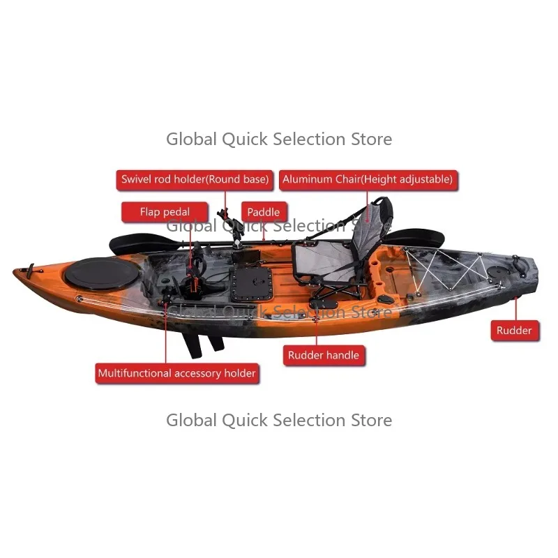3.2m Sit-on-top Fishing Kayak Equipped with Flap Pedal and Electric Motor Water Sport Canoe Boat