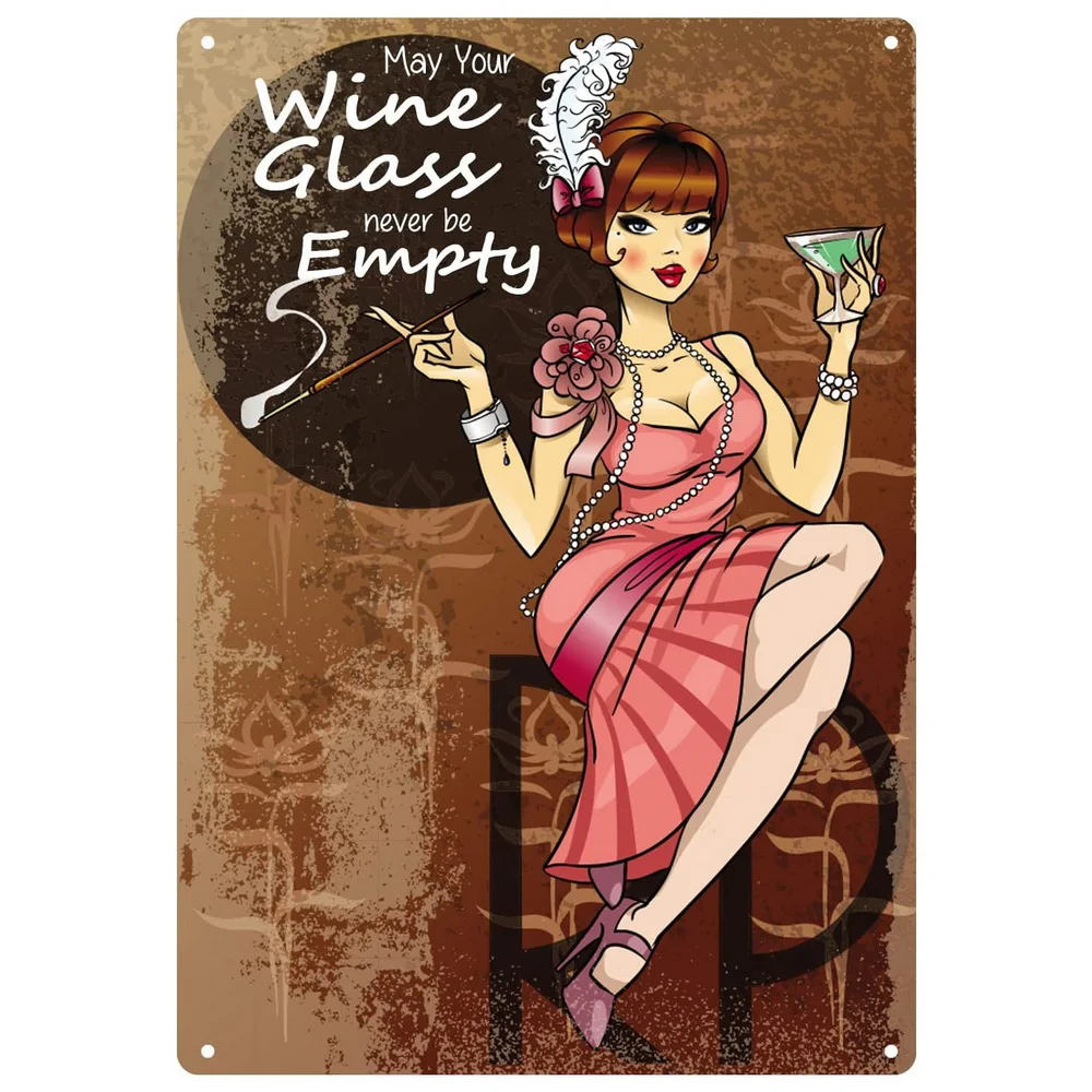 Cocktail Pinup Lady Metal Tin Signs Posters Plate Wall Art Decor for Bars Restaurant Man Cave Cafe Clubs Retro Posters Plaque