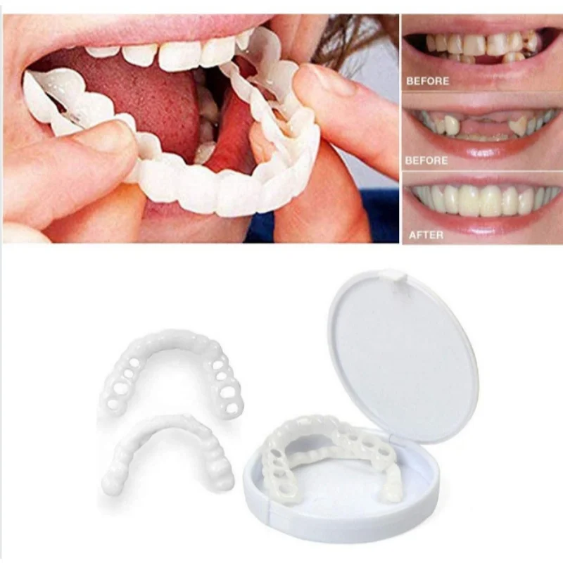 Fake Tooth Cover Perfect Fit Teeth Whitening Teeth Snap on Silicone Smile Veneers Teeth Dental Flexibles Beauty Tool Cosmetic