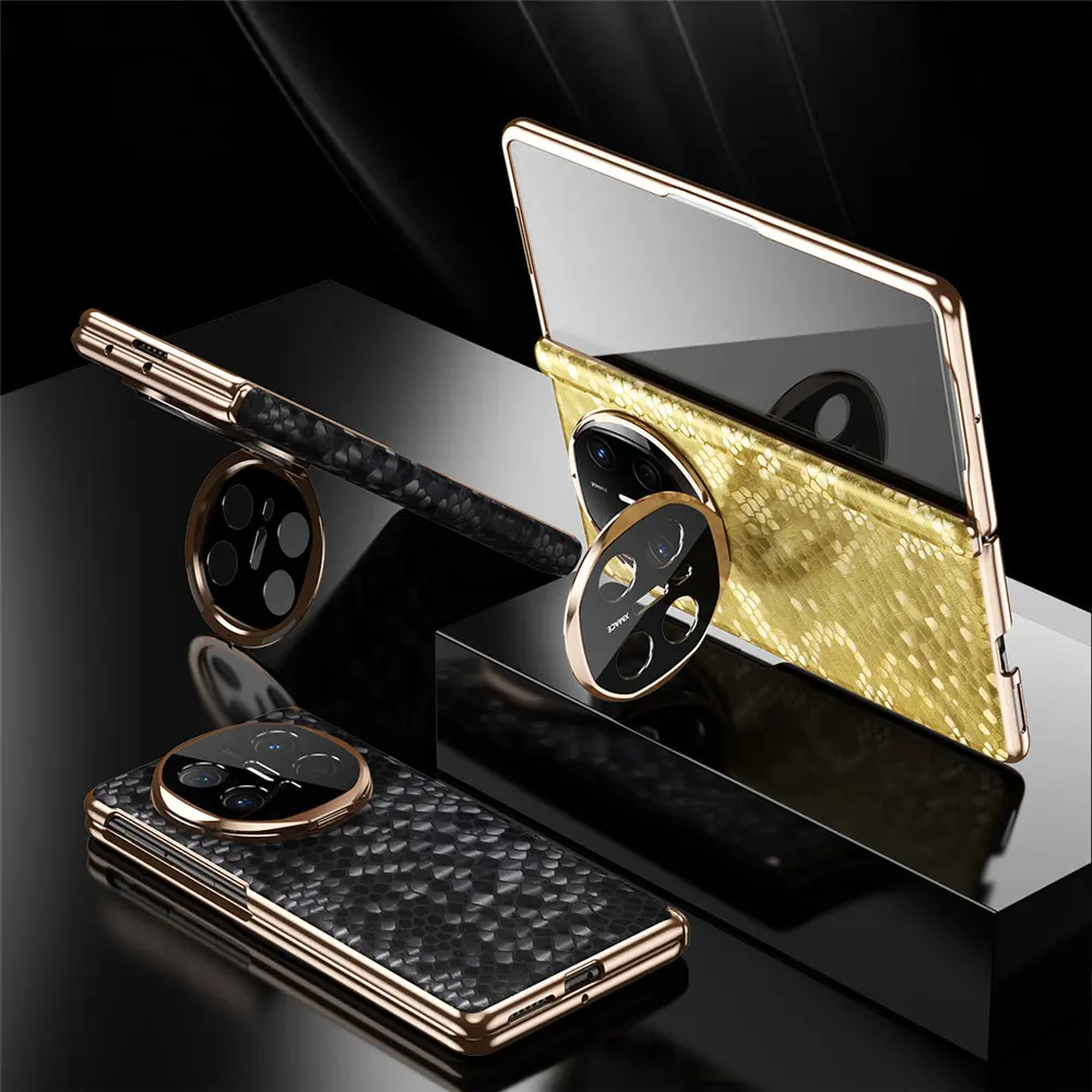 

Чехол премиум-класса из воловьей кожи с 3D чешуей дракона для Huawei Mate X6 X5 X3, чехол-держатель на петлях