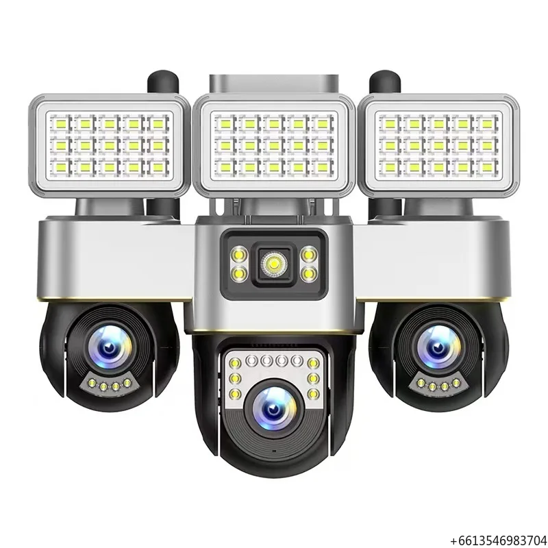 Video Monitor Camera WIFI 3 PTZ Lens 3 Screen Human Detection CCTV Outdoor Camera Night Vision Security Protection Cameras