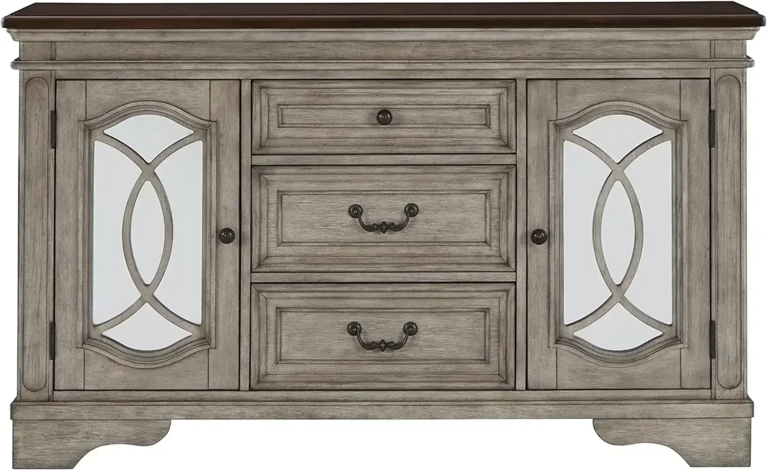 Signature Design by Ashley Londenbay Classic Farmhouse Dining Server mit 3 Schubladen und 2 Schranktüren, Braun und Grau