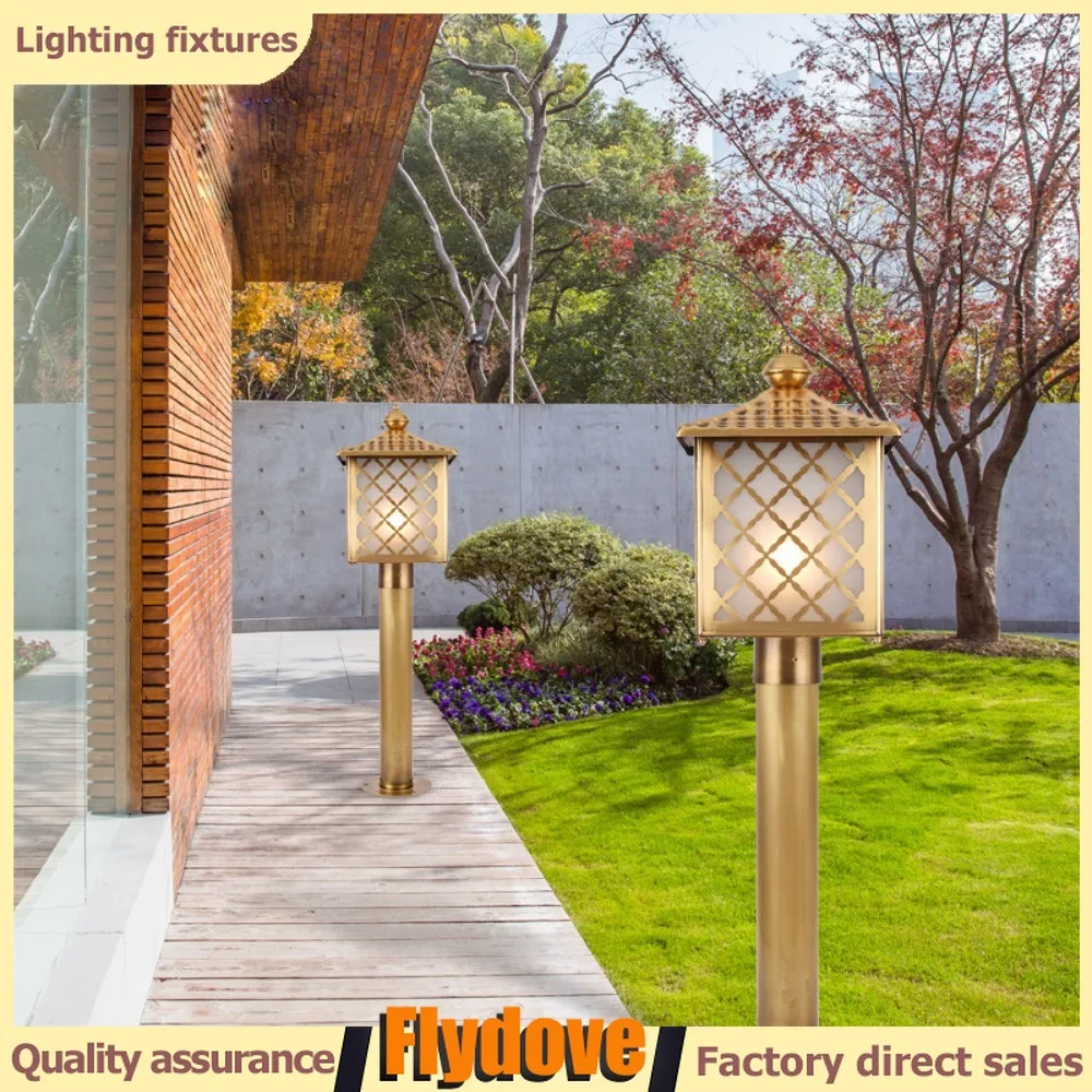 

Европейская латунь E27 уличная колонная лампа водонепроницаемая и устойчивая к ржавчине газонная лампа для двора вилла сад уличная ландшафтная лампа 220 В