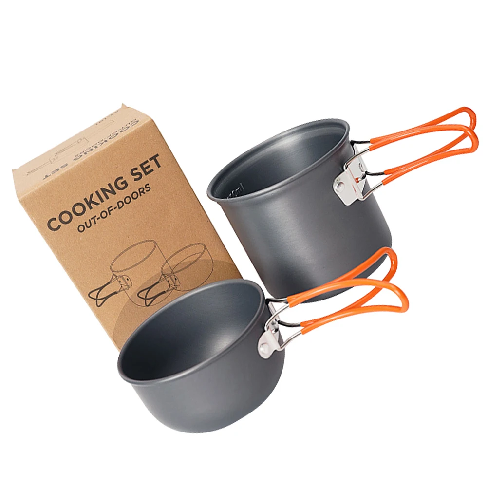 

Portable Aluminium Alloy Pot Kit Camping Cookware Foldable Handle Outdoor Pot Picnic Cooking Set Practical