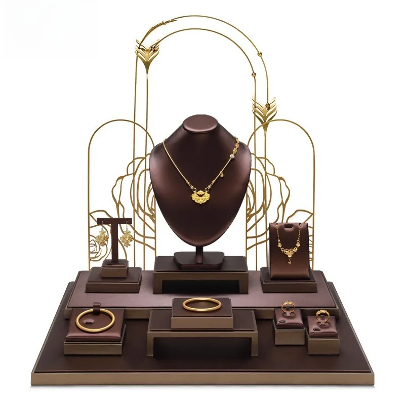 

Кожаная подставка для ювелирных изделий, манекен, ожерелье, браслет, полка, большой органайзер для ювелирных изделий, держатель, экспонент, серьги, кольцо, стойка