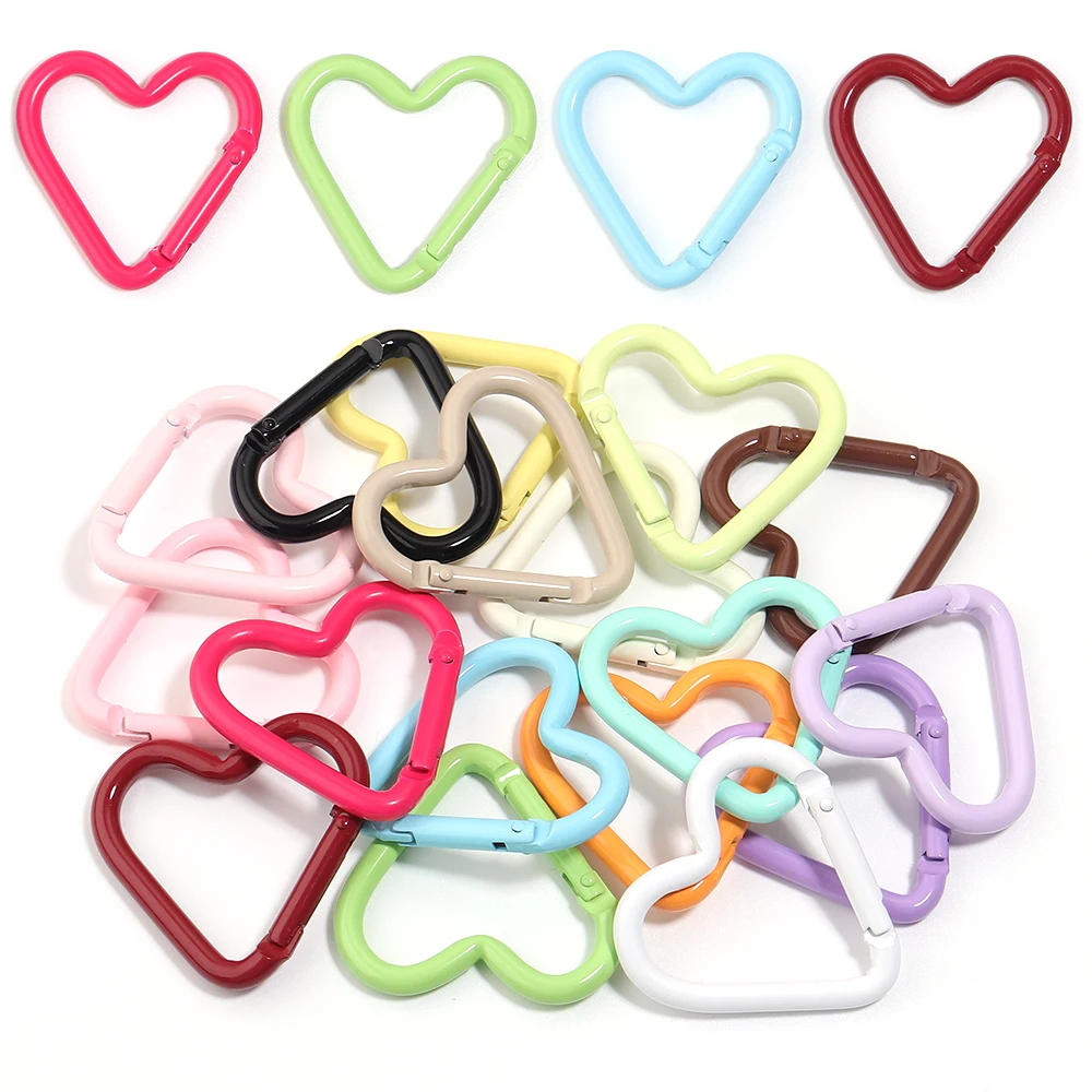 5 Stück Herzförmige Karabiner-Schlüsselanhänger, bunte Legierungs-Federhaken für DIY-Schlüsselanhänger, Schmuckverschluss, Verbindungsstücke, Zubehör – Detail 6