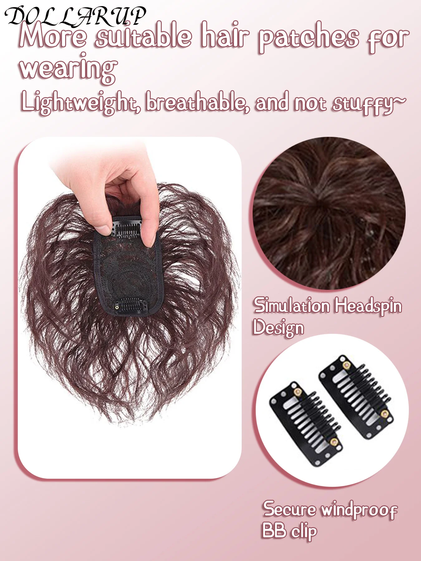 Synthetic Short Curly Wig Reissue Block Hairpiece Replacement Piece Hair Covering Natural Invisible Seamless Clip In Hair