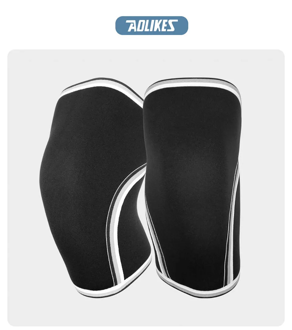 AOLIKES Gym Kniestrümpfe für Männer und Frauen (Paar) | 7 mm dicke Neopren-Kompressions-Kniebandagen | Für Kniebeugen, Gewichtheben – Detail 17