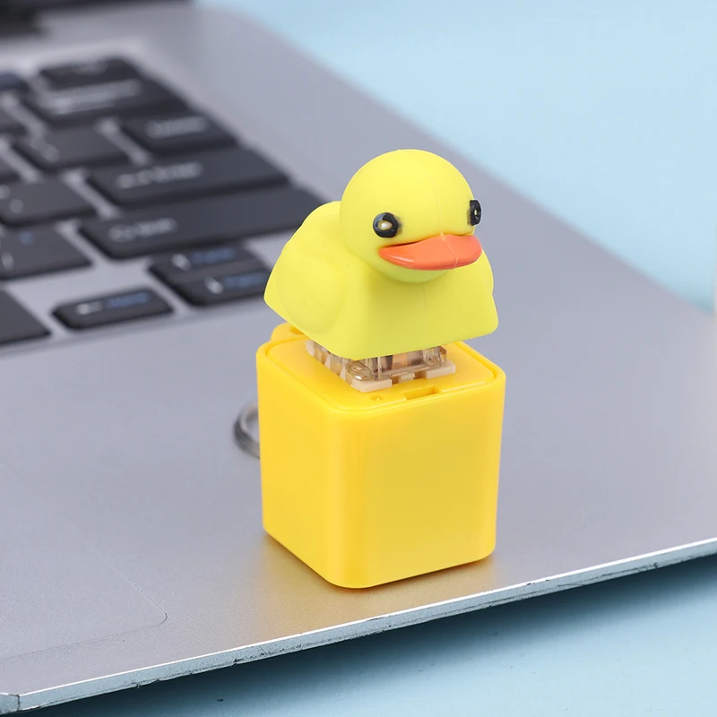 1PC Little Yellow Duck Key Switch Keychain Relief Stress Gifts For Adults Shaft Tester Mechanical Keyboard Fidget Button Toys