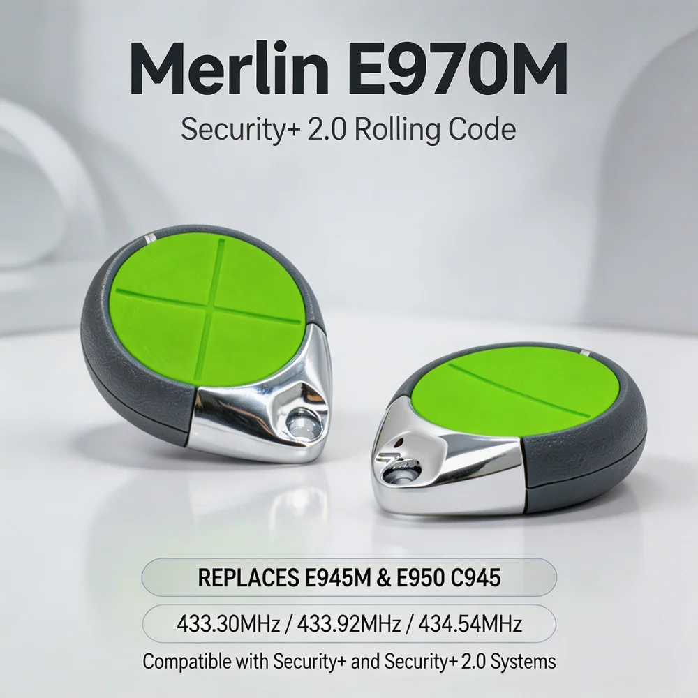 For Merlin E970M E945M E950M E960M Security+ 2.0 Garage Door Remote Control 433MHz Gate Operator Opener Rolling Code