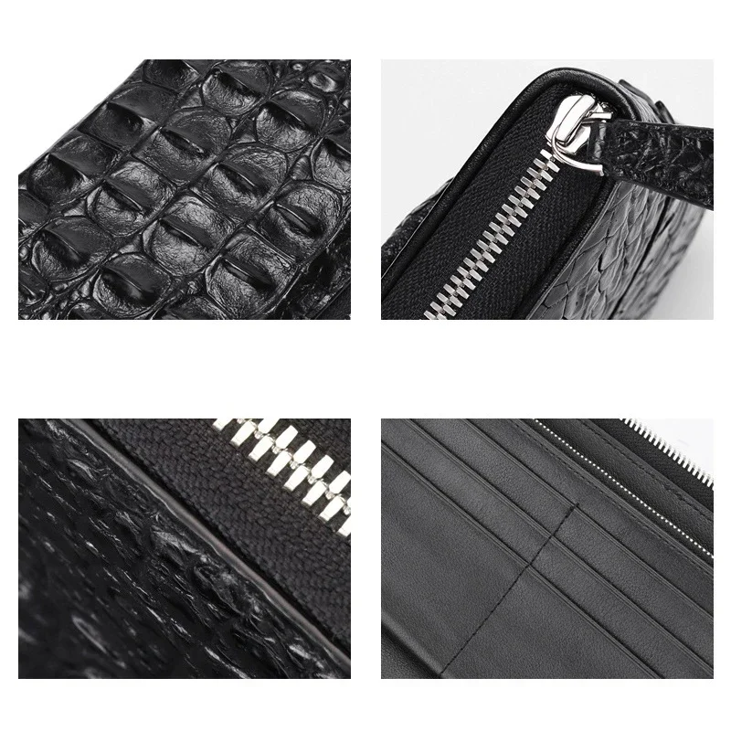 2024 Fashion Business Men\'s Alligator Wallets Crocodile Genuine Leather Long Organizer Wallet Boy Brand Luxury Card Holder Purse