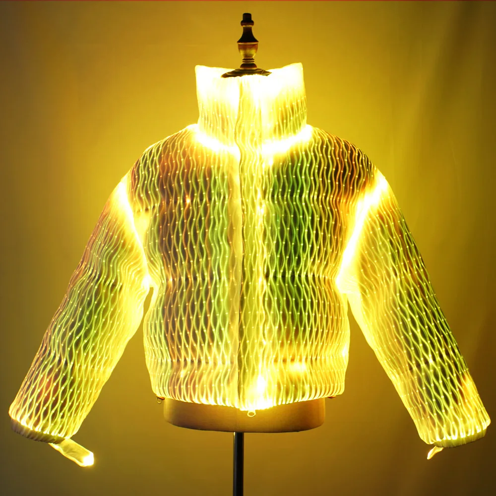Fiber optic luminous down jacket machine washable high-tech luminous down jacket fiber optic new luminous