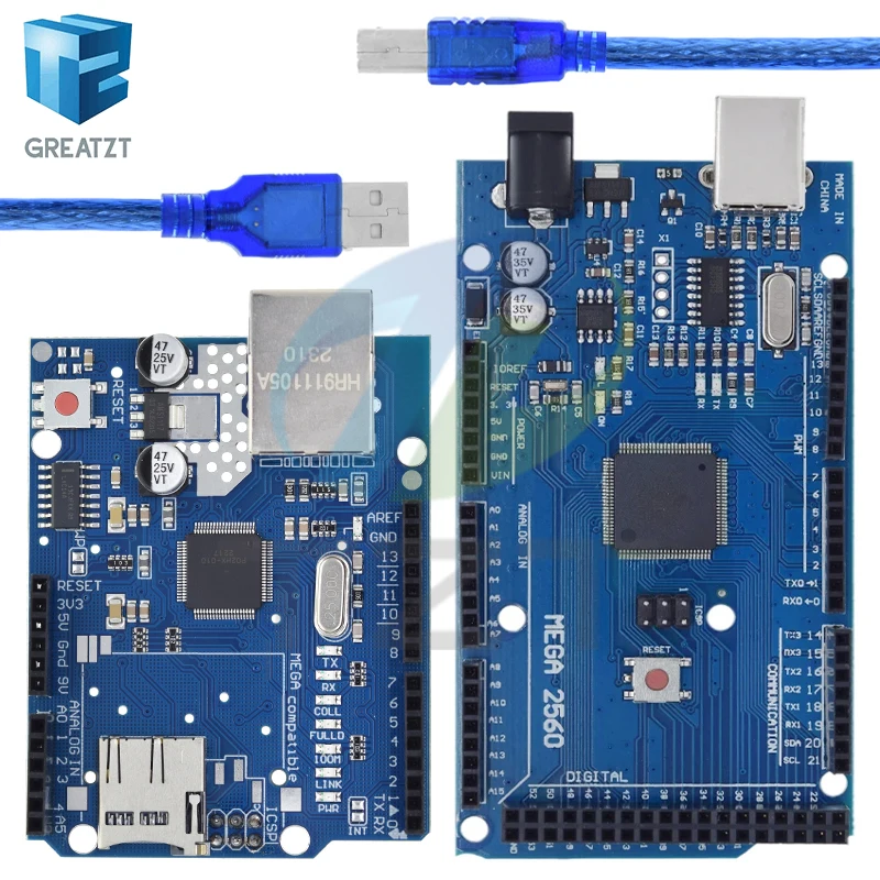 GREATZT UNOR3 Ethernet W5100 network expansion board SD card Shield for arduino with Mega 2560 R3 Mega2560 REV3