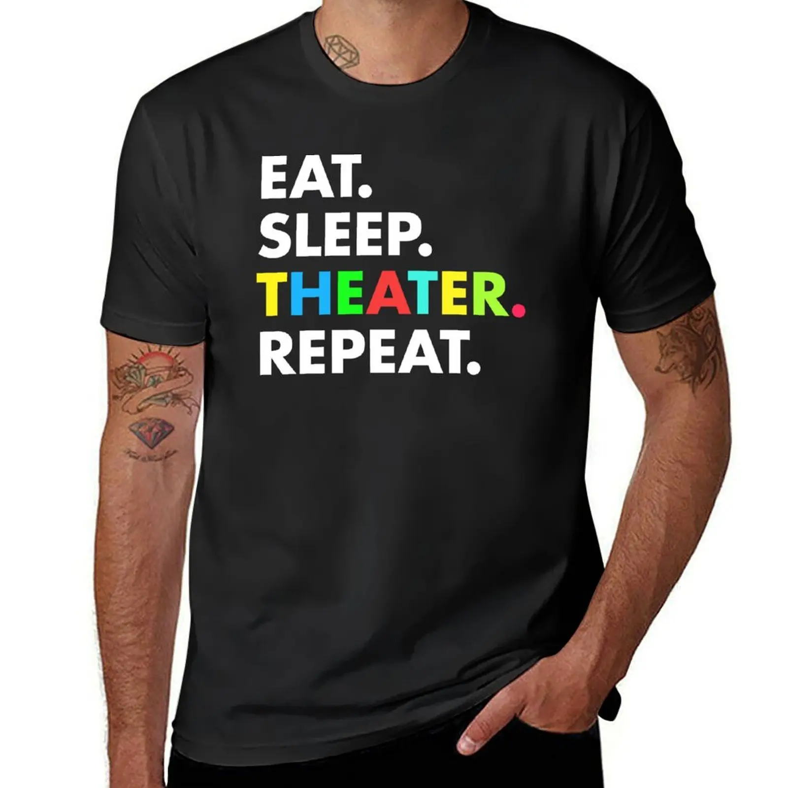 

Eat sleep theater repeat T-Shirt anime clothes blanks tees plus sizes mens clothing