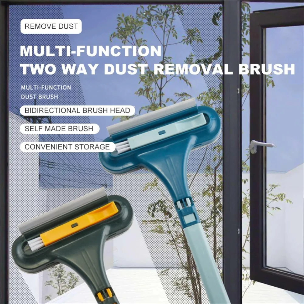 Household Cleaning Tool Window Cleaner Multi-function Double-Sided Scraper Window Mesh Screen Cleaning Brush 2 In 1