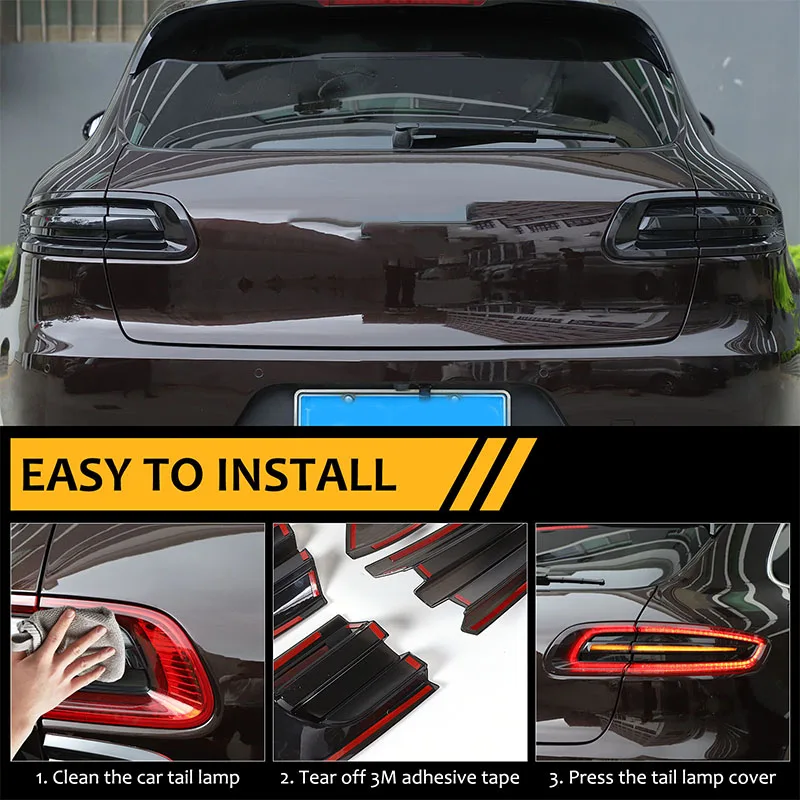 For Porsche Macan 2014-2017 ABS Black Car Tail Light Cover Brake Light Wide Indicator Protective Cover Decorative Accessories