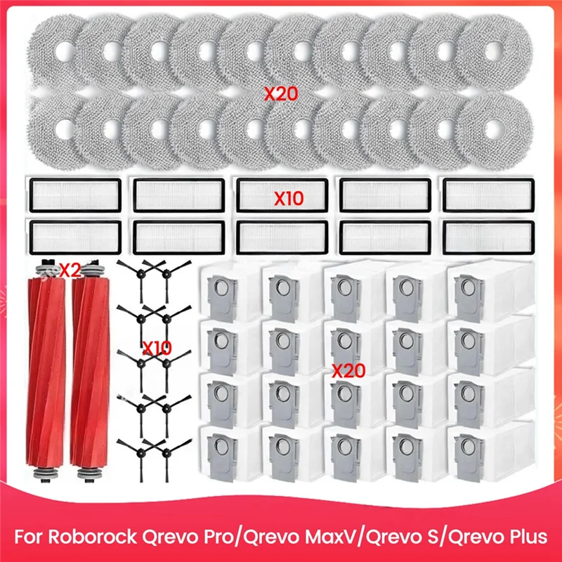 

B50C For Roborock Qrevo Pro/Qrevo Maxv/Qrevo S/Qrevo Plus Robot Vacuum Main Side Brush Hepa Filter Mop Cloth Dust Bags