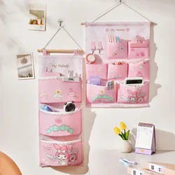 Sanrio Hello Kitty Storage Bag Kawaii Kuromi My Melody Cinnamoroll Household grande capacità armadio camera da letto borsa da appendere a parete