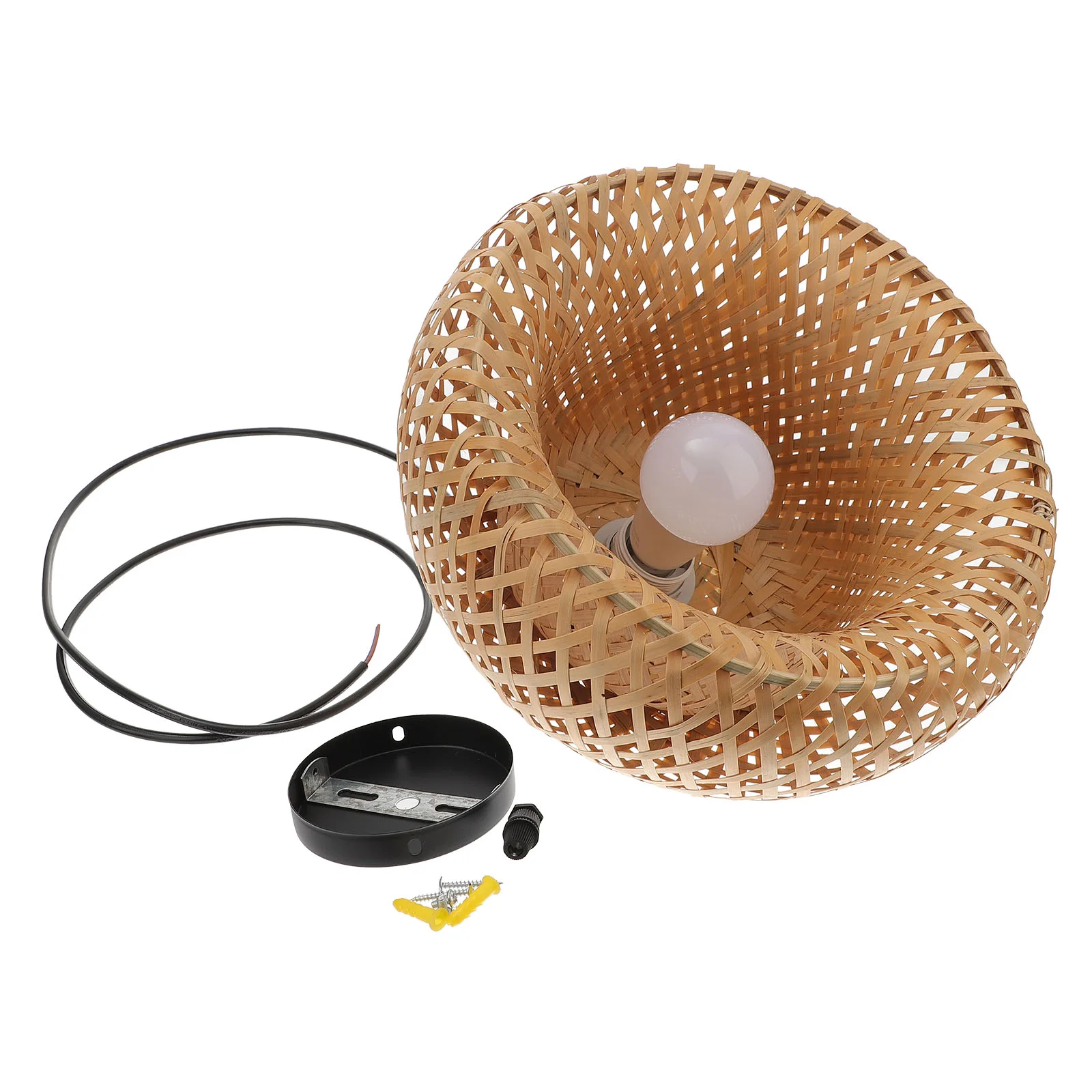 

Decor Bamboo Lampshade Hanging Lights with Plug Cord Japanese-style Chinese 30X30cm Pendant