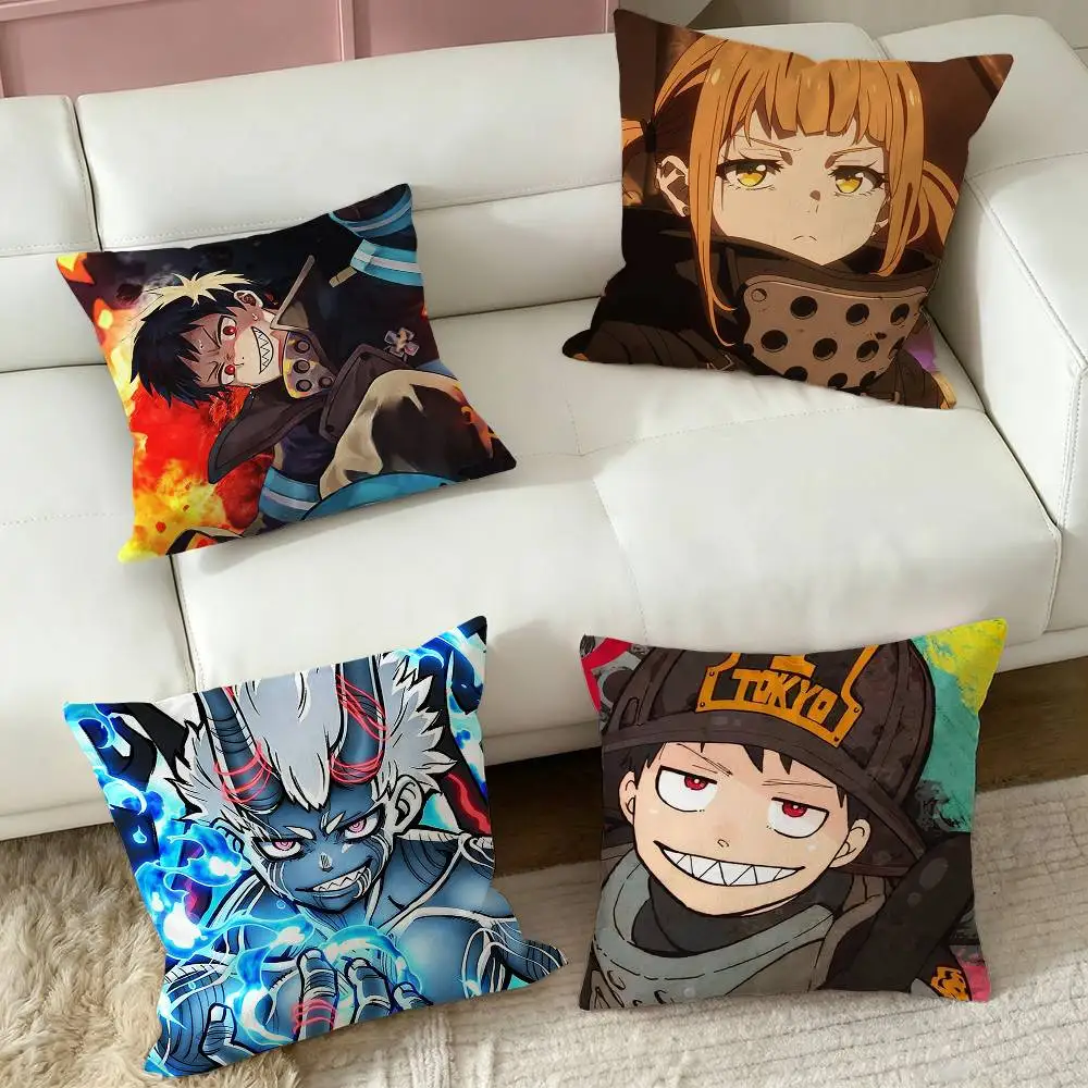 Anime Fire classic Force  Square Double-Sided printed Pillow Case Bedroom Bedside Pillow Sofa Cushion Cover