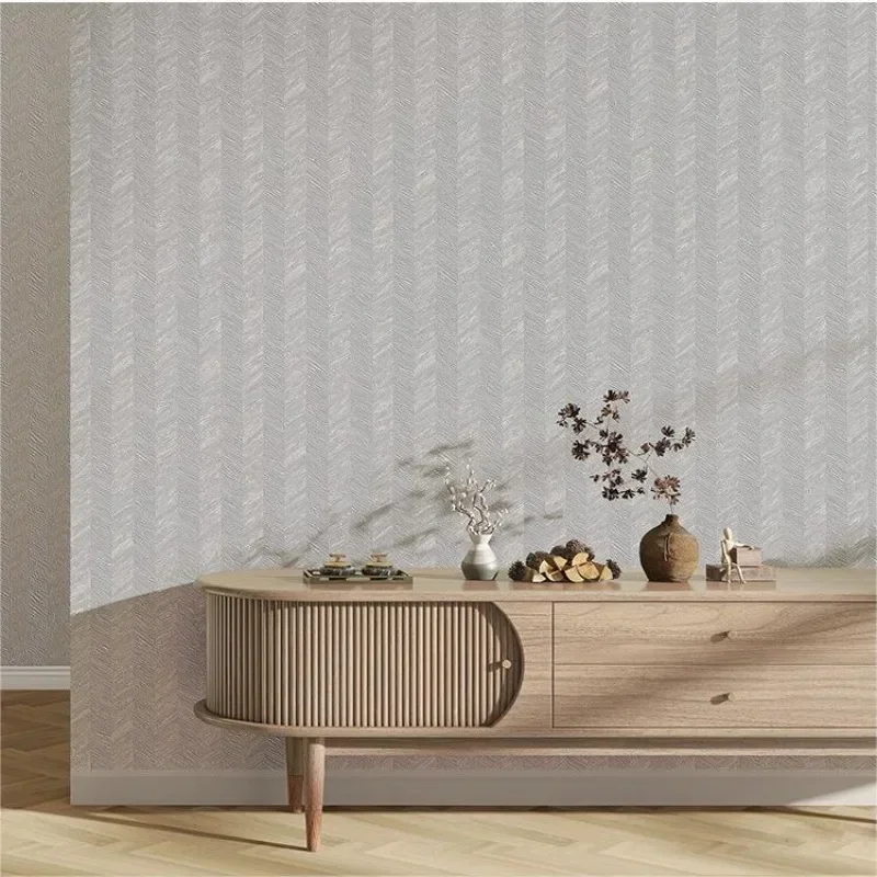 Plain linen wallpaper with herringbone pattern bedroom living room background wallpaper  wall papers home decor