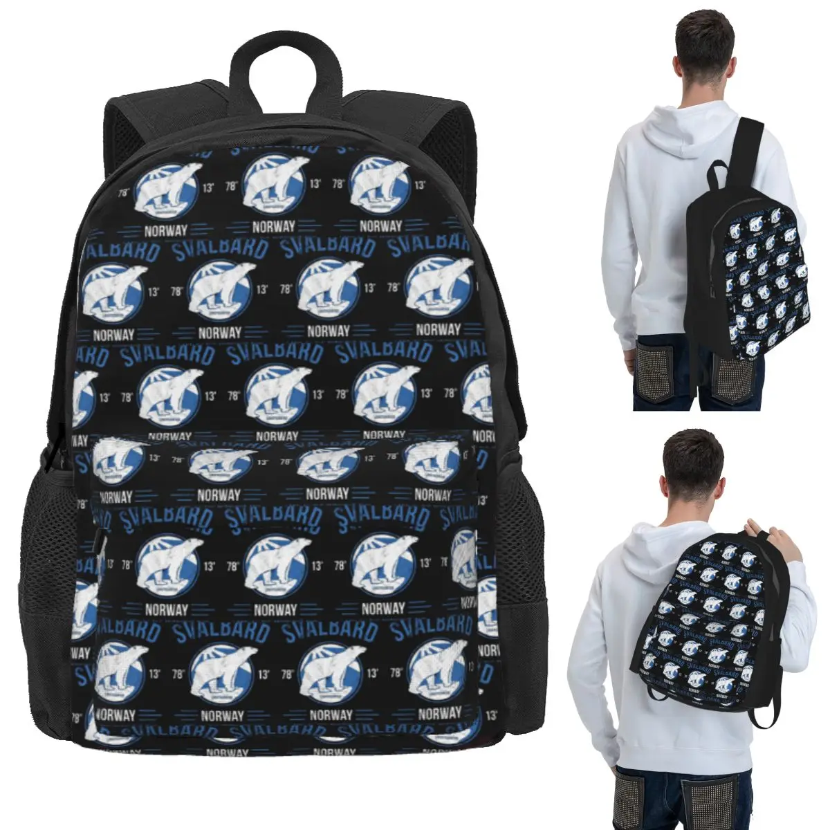 

Svalbard Polar Bear Midnight Sun In Norway Student Backpack School Bag Hiking Travel Daypack for Men Women Bookbag Shoulder Bags
