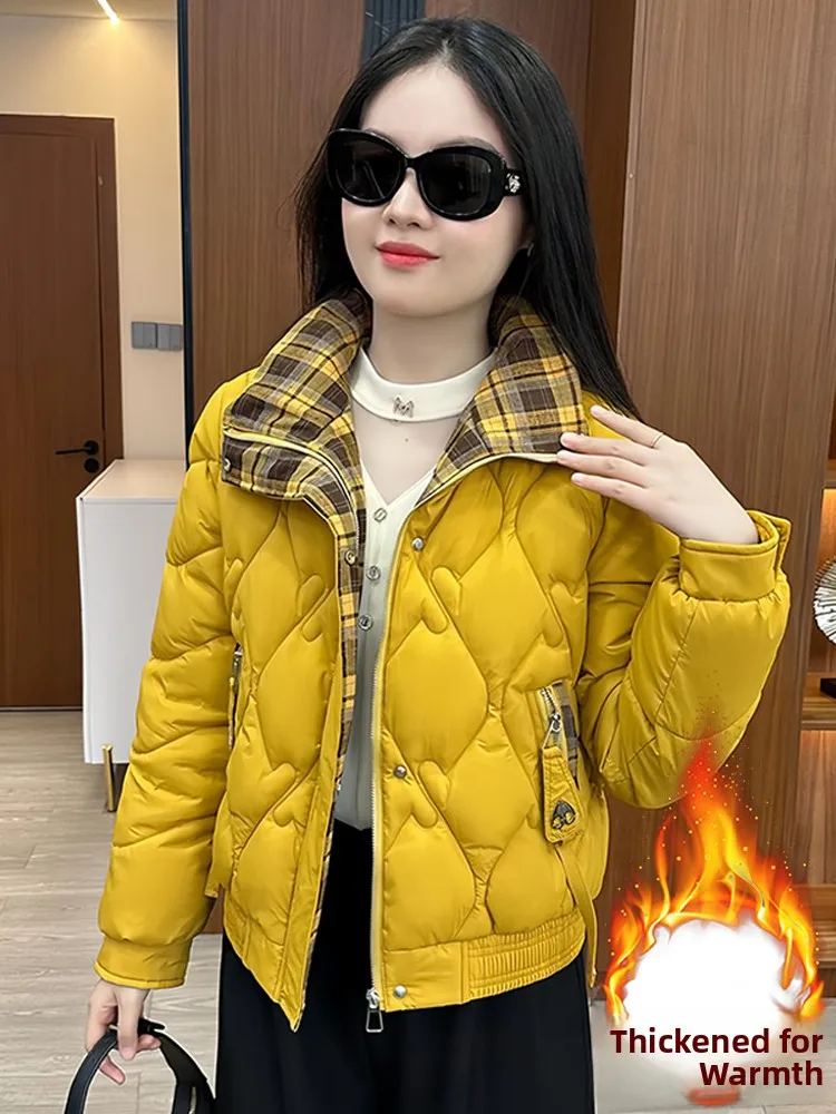 

Faionable ort down Cotton Jaet Women's 2026 Winter New Splicing Ele Unique Cotton Coat Outerwear Korean Sle Loose...