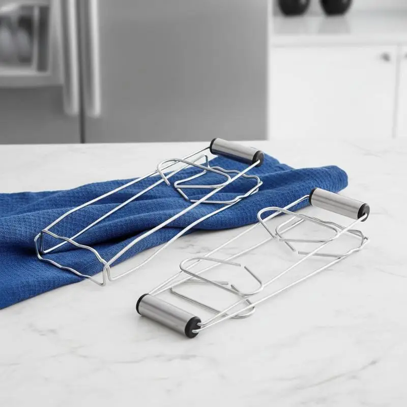 2PCS Stainless Steel Foldable Hot Dish Clamp Anti-Scald Bowl Clip Plate Pot Gripper Kitchen Utensil Holder Kitchen Tool