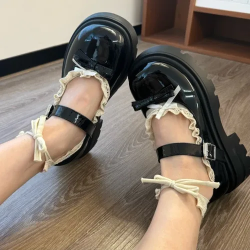 Imagen 2 del producto Calcetines invisibles con cordones y lazo estilo Ballet para mujer, zapatillas sexis con tirantes de rejilla, calcetines JK para chica dulce Lolita, bonitos calcetines de diseñador de baile