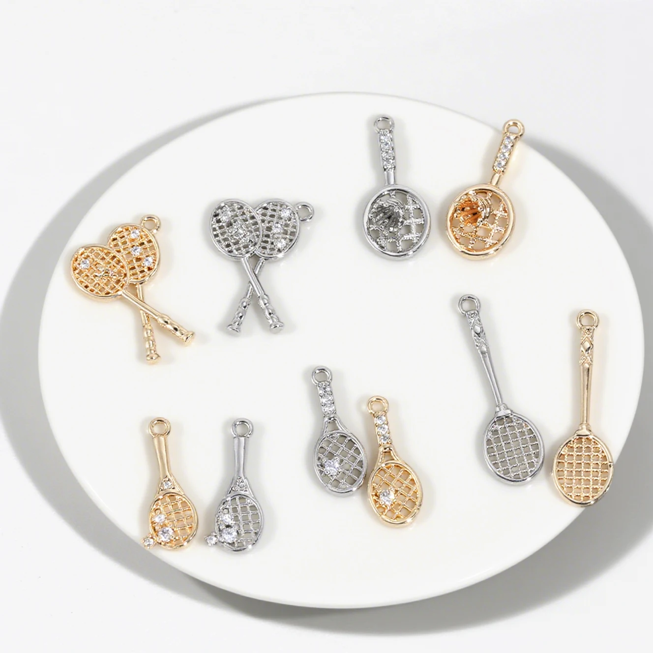 

Cordial Design 30Pcs Jewelry Findings & Components/Copper Charms/DIY Pendant/Racket Shape/Hand Made/Genuine Gold Plating #195006