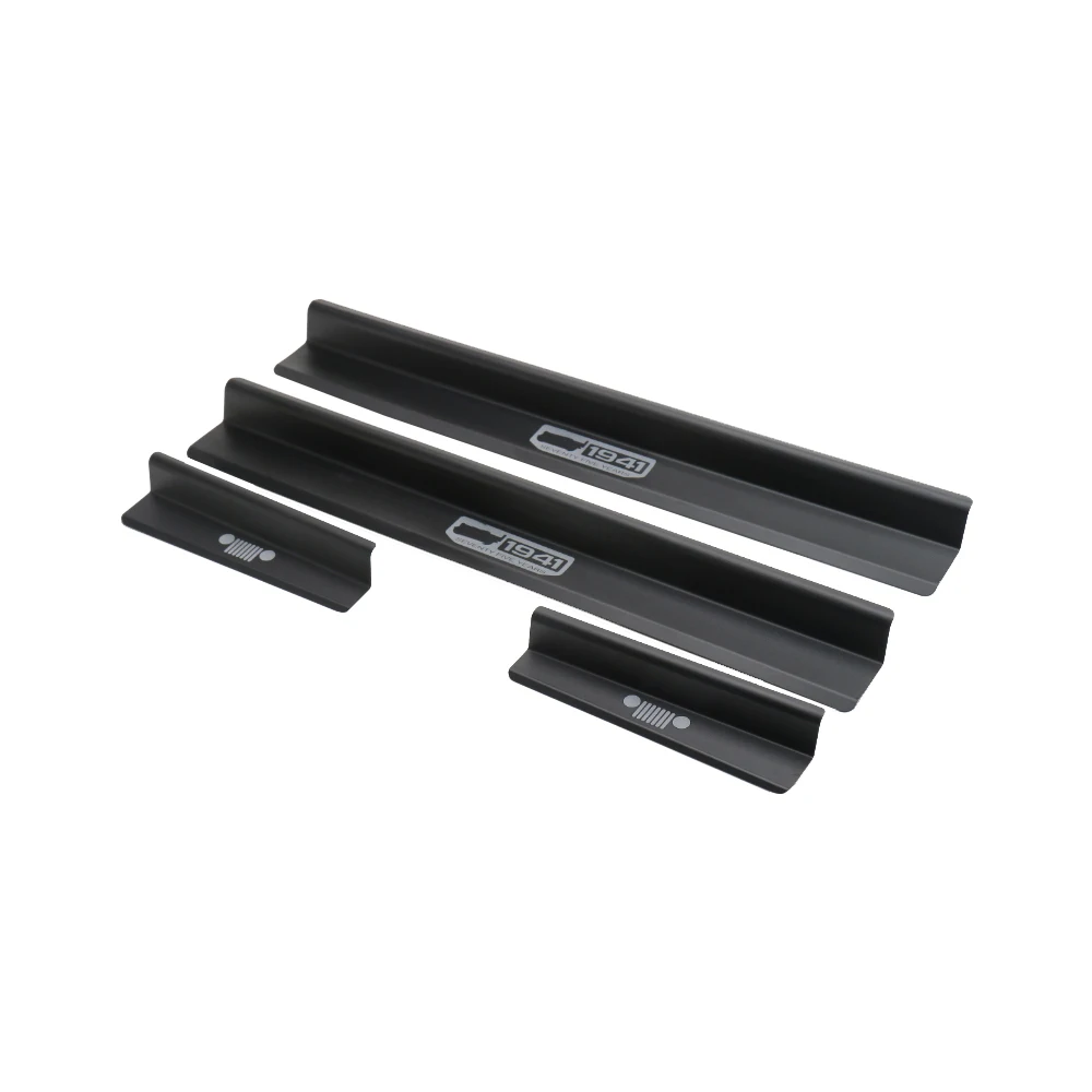 Door Sill Car Pedal Guards Cover Aluminum Alloy -Black Door Step Sill Scuff Plate Protectors for Jeep Wrangler JK 2/4 Door 07-18