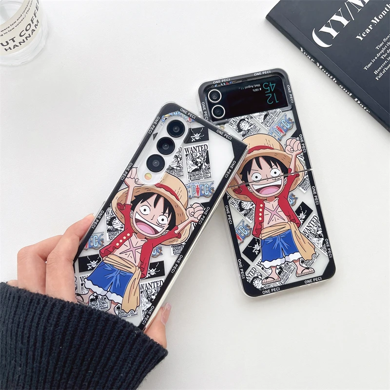 3D Anime O-One Pieces Luffys Phone Cover For Samsung Z Flip3 zflip4 zflip5 Z Fold 3 4 5 zfold4 Japan Anti drop Cute Cartoon Case