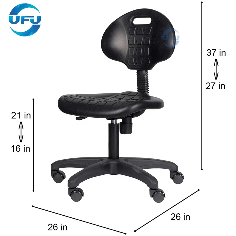 UFU Height Adjustable Polyurethane Lab Task Chair Black