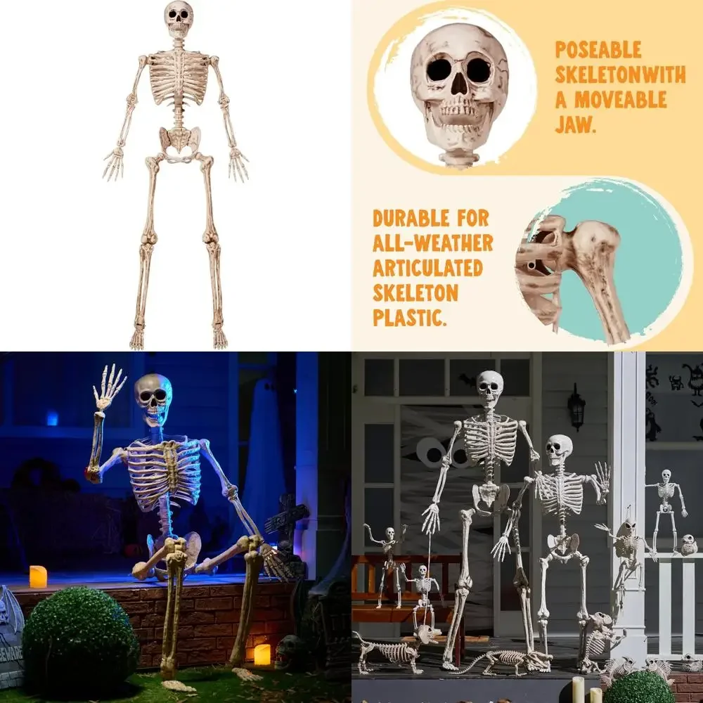 

Full Body Realistic Halloween Skeleton with Movable Joints, Life Size Posable Skeleton for Indoor Decorations and Spooky Atmosph