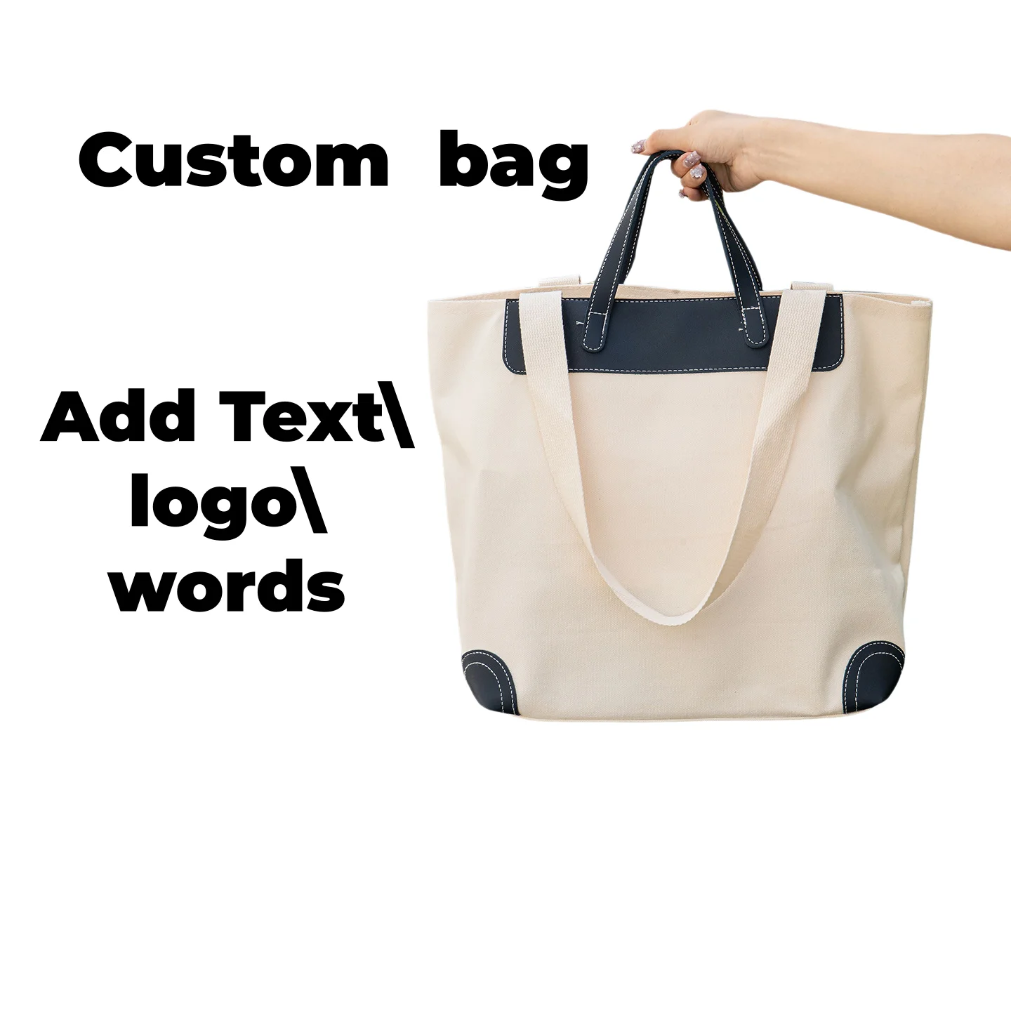 Fashion Large Capacity Portable Canvas Tote Bag Customized With Pictures School Company Print Logo Patterns Bags Carry Han