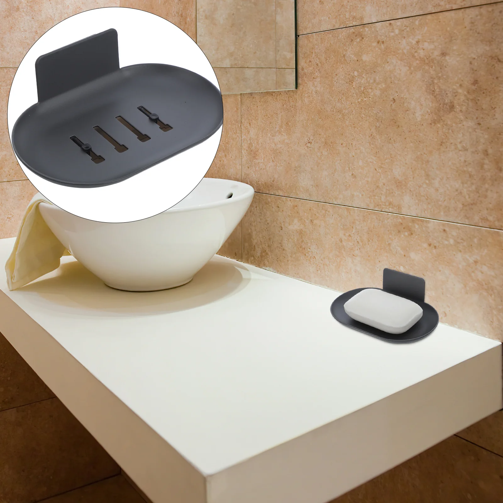 

2Pcs Wall Mounted Soap Box Drainage Rack Stylish Modern Design Bathroom Shower Organizer Wall Mounted Soap Holder