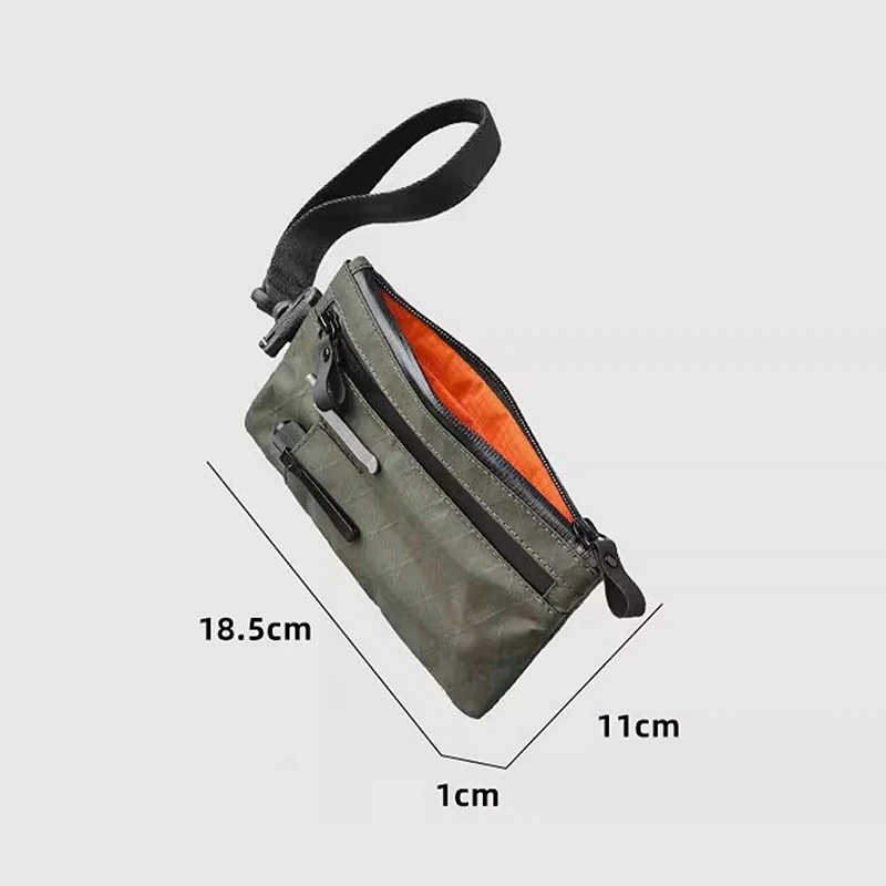 حقيبة يد بسحاب مع سوار معصم وحامل جواز السفر ومحفظة بسحاب وحامل EDC مقاوم للعوامل الجوية وحجب RFID 3 فتحات خارجية