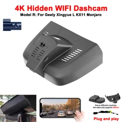 4K HD 2160P Plug and Play WiFi wideorejestrator samochodowy wideorejestrator kamera na deskę rozdzielczą dla Geely Tugella Xingyue L KX11 Monjaro 20203 przez kontrola aplikacji