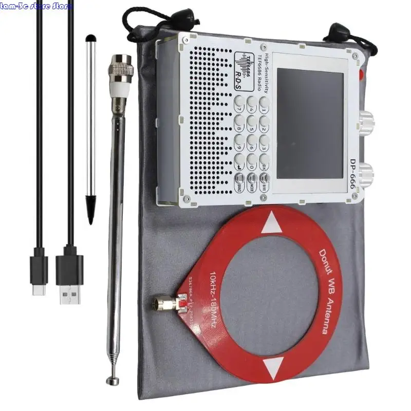 D0UA 터치 스크린 FM Radio 5000mAh 배터리 TEF6686 DP666 칩 높은 감도 야외 여행 및 비상 사용