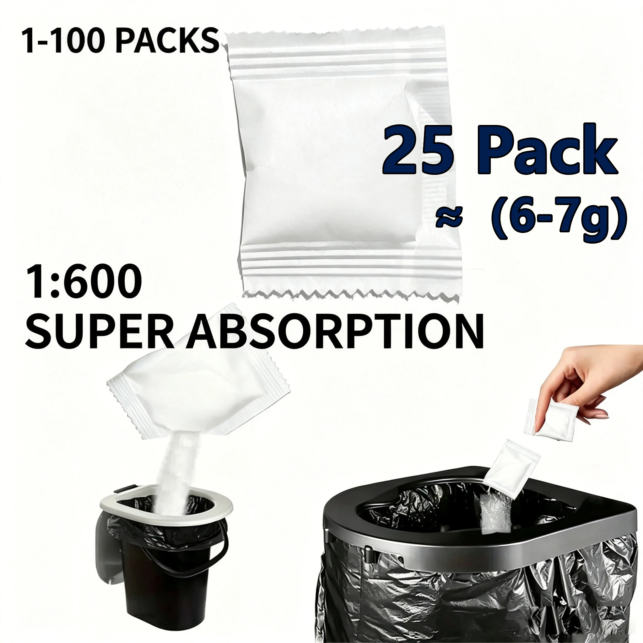 Urine Solidification Outdoor Tool for Camping, 1–100 Pack, 1:600 Absorption Ratio description 10