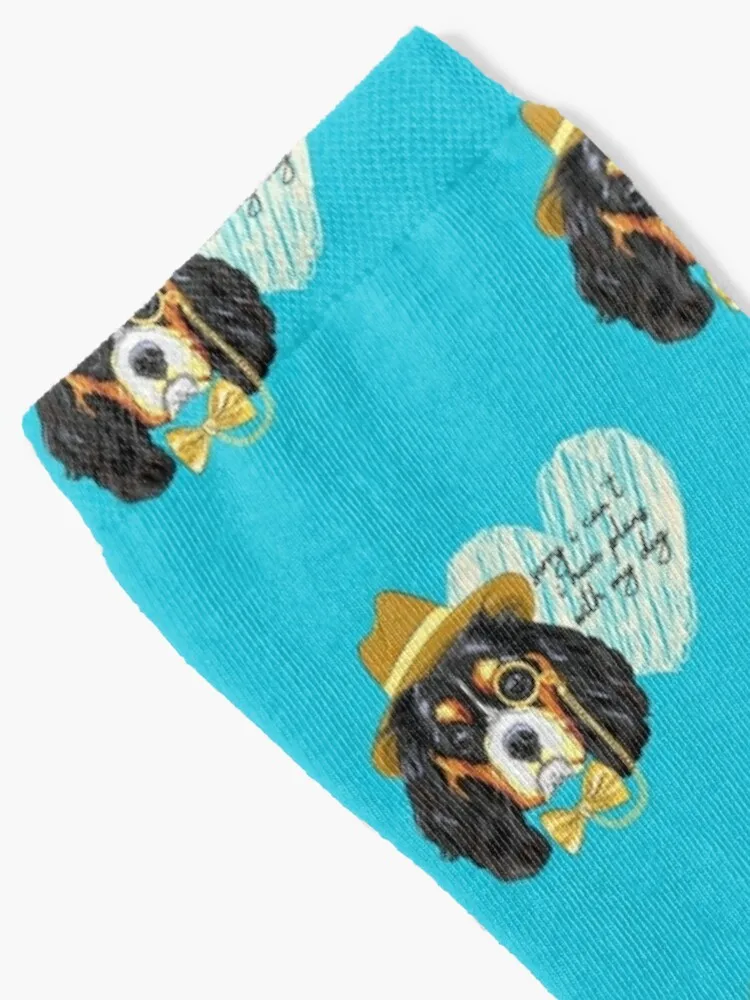 Cavalier King Charles Spaniel dog with quote Socks moving stockings happy Boy Socks Women's